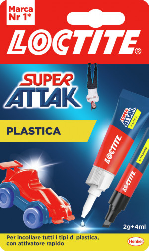 Loctite Super Attak Plastic 2g+4ml Liquido Adesivo per contatto
