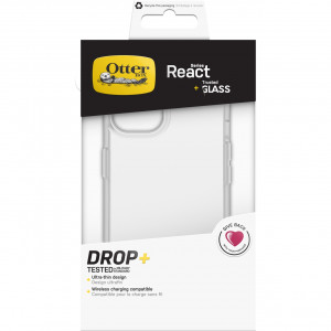 OtterBox Custodia React con Vetro Trusted Glass per Apple Iphone 13 A2633 Trasparente
