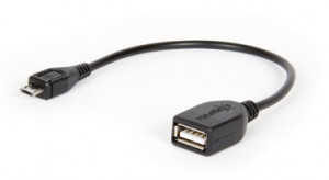 Hamlet micro USB-USB M-F 0.15m cavo USB 0,15 m USB 2.0 Micro-USB A USB A Nero