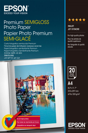 Epson Premium, DIN A4, 251g/m² carta fotografica Bianco Semi lucida