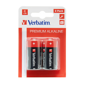 Verbatim 49922 Batterie alcaline C mezza torcia 1.5V blister da 2 pezzi Rosso Nera