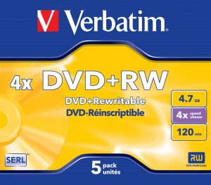 Verbatim DVD+RW Matt Silver 4,7 GB 5 pz