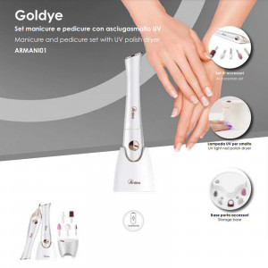 Set Manicure e Pedicure Ardes Goldye ARMANI01 con Asciugasmalto UV Bianco