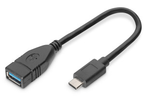 Digitus AK-300315-001-S cavo USB 0,15 m USB 3.2 Gen 1 (3.1 Gen 1) USB C USB A Nero
