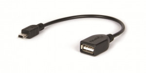 Hamlet 0.15m USB 2.0 - mini-USB 2.0 A F/M cavo USB 0,15 m Mini-USB A USB A Nero