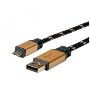 Nilox 1.8m USB2.0 cavo USB 1,8 m USB A Micro-USB A Nero, Oro