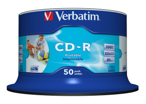 Verbatim CD-R AZO Wide Inkjet Printable no ID 700 MB 50 pz