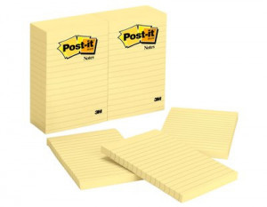Post-It Notes, 4 in x 6 in, Canary Yellow, Lined, 12 Pads/Pack pouch autoadesiva Giallo 100 fogli Autoadesivo