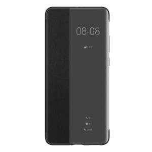 Custodia Smart View Flip Cover Originale Huawei Case Slim per P40 Pro ELS-NX9 ELS-N04 Nero Trasparente