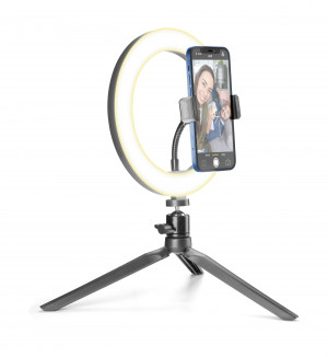 Cellularline Selfie Ring Selfie Light SELFIERINGK con Telecomando Nero