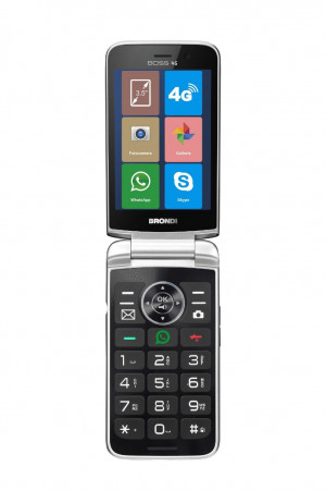 Brondi Boss 4G Telefono Flip con Maxi Display Cellulare Basico a Conchiglia Bianco 