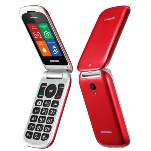 Brondi Stone+ Telefono Cellulare Basico a Conchiglia Dual Sim Rosso